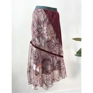 Vintage XOXO | Asymmetrical Velvet & Floral Maxi Skirt